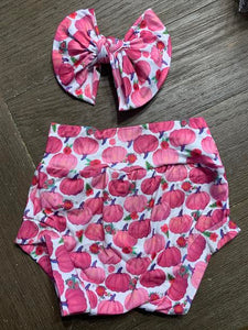 Pink Pumpkin Bummies and Bow Set