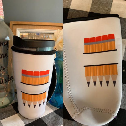 TEACHER PENCIL tumbler koozie