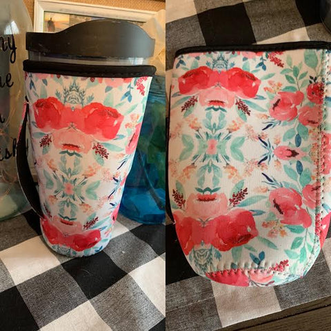 FLORAL tumbler koozie