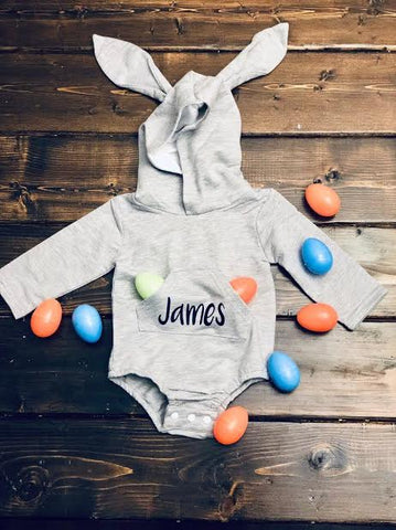 Personalized GRAY Easter Bunny Onesie
