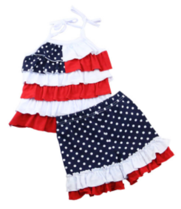 American Flag Ruffle Short Set