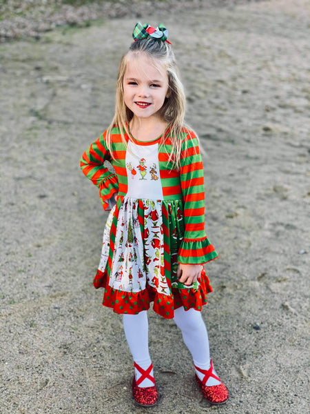 Grinch Long Sleeve Twirl Dress