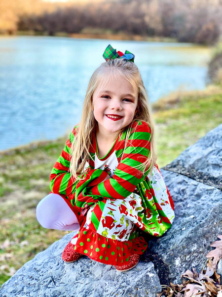 Grinch Long Sleeve Twirl Dress