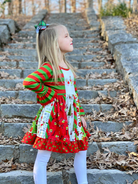 Grinch Long Sleeve Twirl Dress