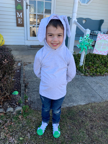 Personalized GRAY Easter Bunny Hoodie Sweatshirt