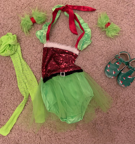 GRINCH ONESIE TULLE SANTA ROMPER