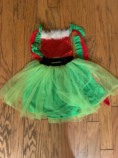 GRINCH DRESS TULLE SANTA ROMPER