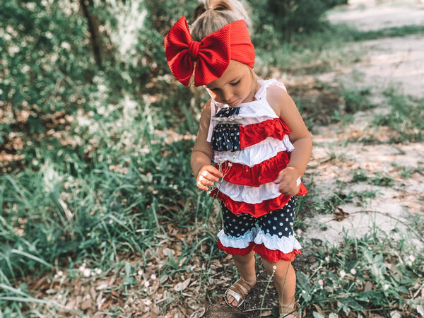 American Flag Ruffle Short Set