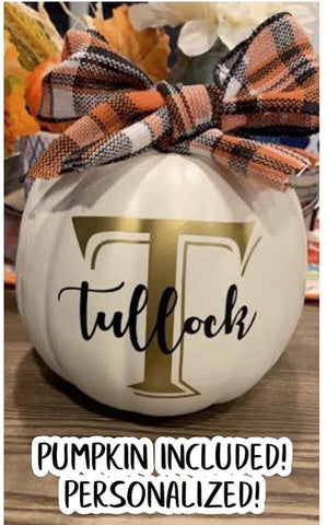 PERSONALIZED pumpkin home decor.