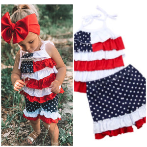 American Flag Ruffle Short Set