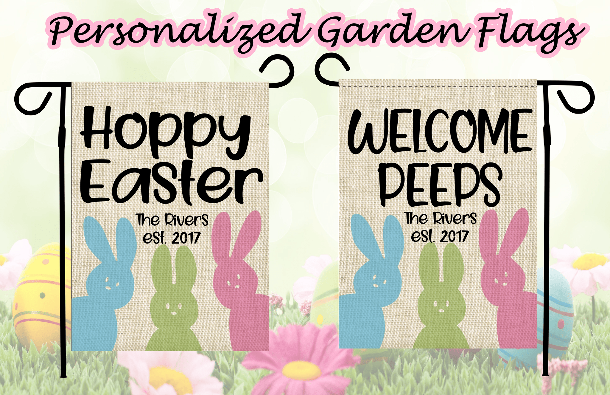 Personalized Easter Garden Flag